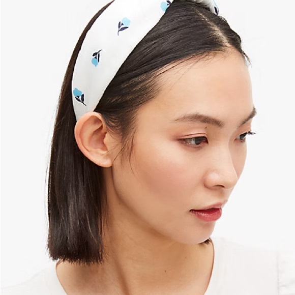 Kate Spade New York garden ditsy floral knotted silk headband BNWT - Picture 2 of 8